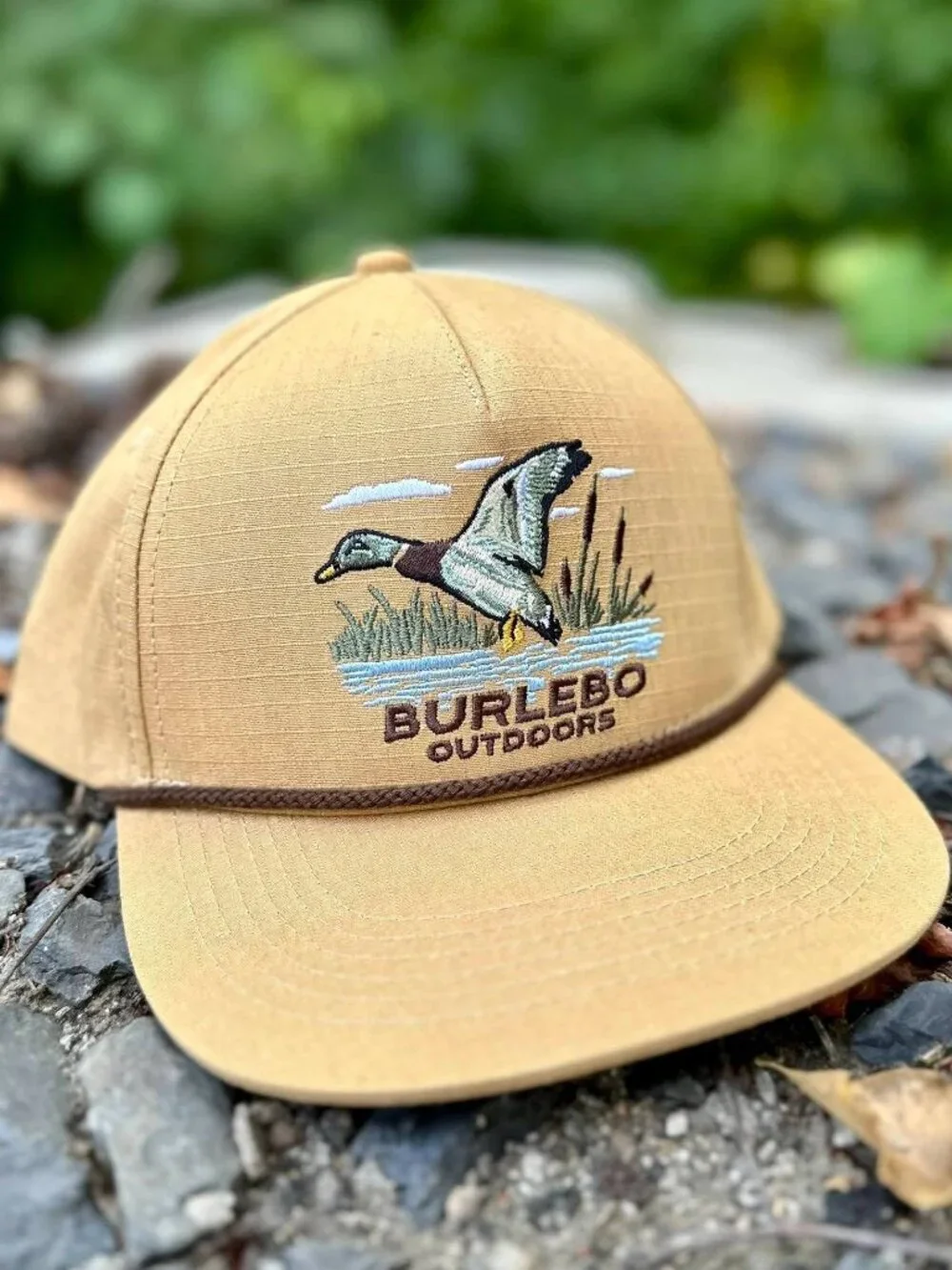 New! Burlebo Duck on Pond Hat Embroidered Ripstop Baseball Cap